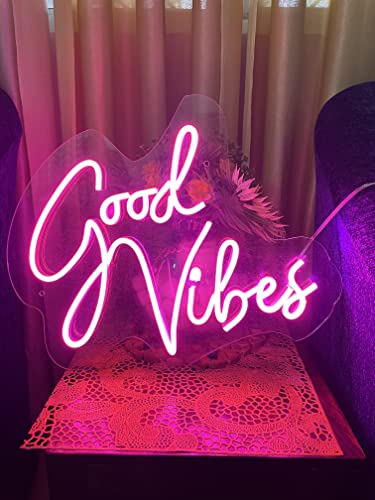 Pink Good Vibes Neon Sign Neon Lights For Bedroom