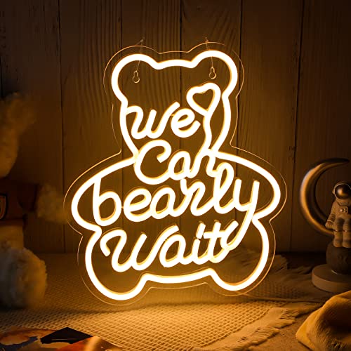 We Can Bearly Wait Neon Sign (Bear Shape) 12x14 inches