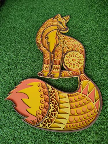 Wooden Wall Art Hanging Wall Home Decoration Living Room, Office , Hotel, Restaurant (18x18 inch FOX)