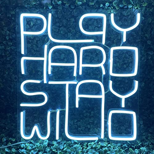 Play Hard Stay Wild Neon Sign (13x14 inches) for Room Decor, Birthday, Anniversary, Party Room, Home Wall Decor, neon Light/Sign for Restaurant, Bedroom, bar, Cafe and Club.