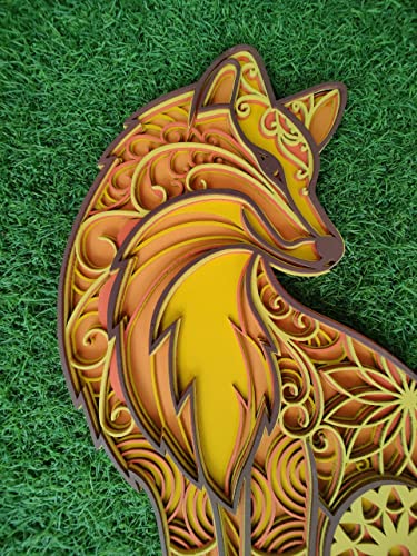 Wooden Wall Art Hanging Wall Home Decoration Living Room, Office , Hotel, Restaurant (18x18 inch FOX)