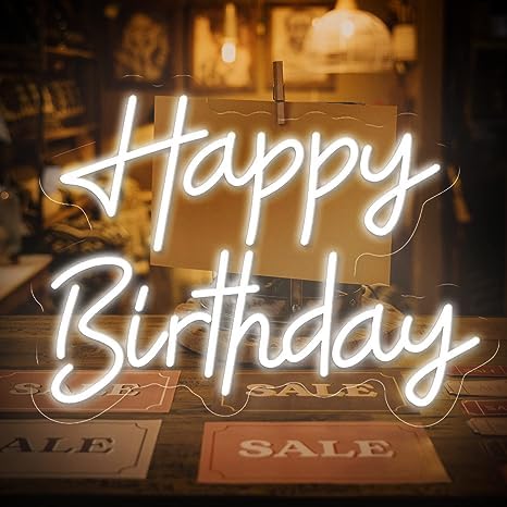 Happy Birthday Neon Signs for Wall Decor LED Neon Lights for Bedroom Room  Decor (16.2 x 12.2 x 0.24 inch)