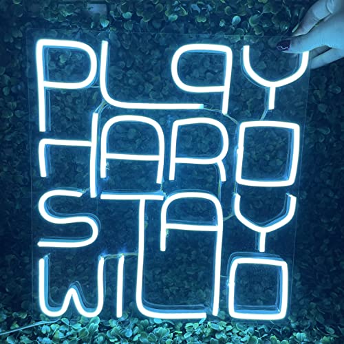 Play Hard Stay Wild Neon Sign (13x14 inches) for Room Decor, Birthday, Anniversary, Party Room, Home Wall Decor, neon Light/Sign for Restaurant, Bedroom, bar, Cafe and Club.