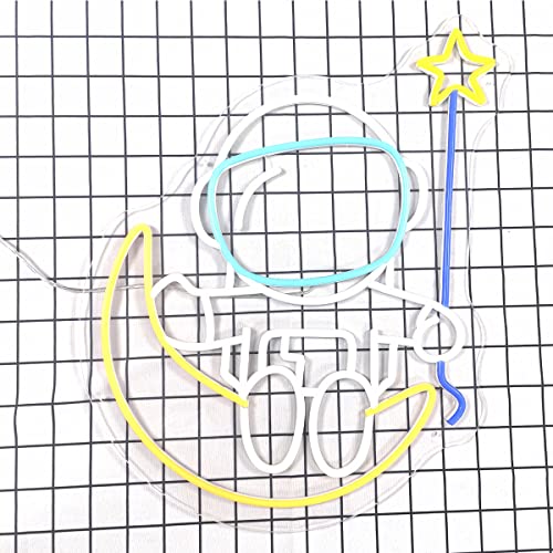 Astronauts Sitting on the moon Neon Sign (21x16 Inches)