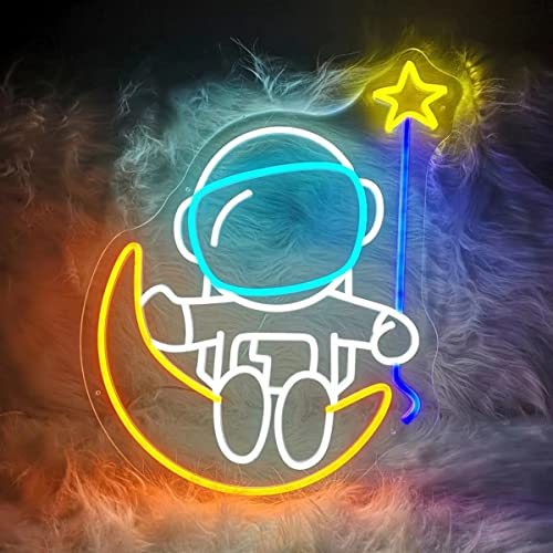 Astronauts Sitting on the moon Neon Sign (21x16 Inches)