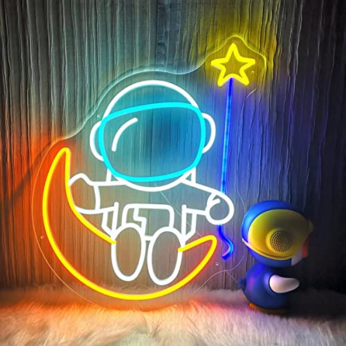 Astronauts Sitting on the moon Neon Sign (21x16 Inches)