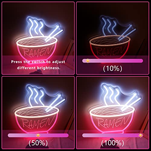 Red Ramen Neon Sign - IMEGINA 3D Dimmable 12V Japanese Neon Signs for Wall Decor 15.3x14.5 Inch, Bright LED Neon Lights for Restaurant, Window, Shop, Dinning Room - Neonsignsindia