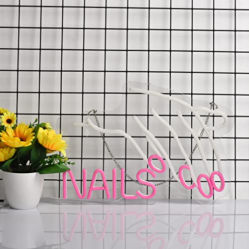 Nails Salon Neon Sign Dimmable Neon Light for Wall Decor Beauty Store Room Gift Light and Shop Decorative Light Up Signs (17x12inches)