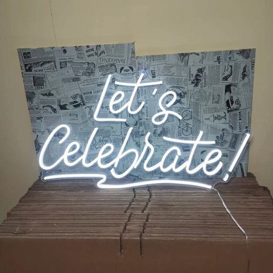 Let's Celebrate Neon Sign Light LED Neon (Cool White)