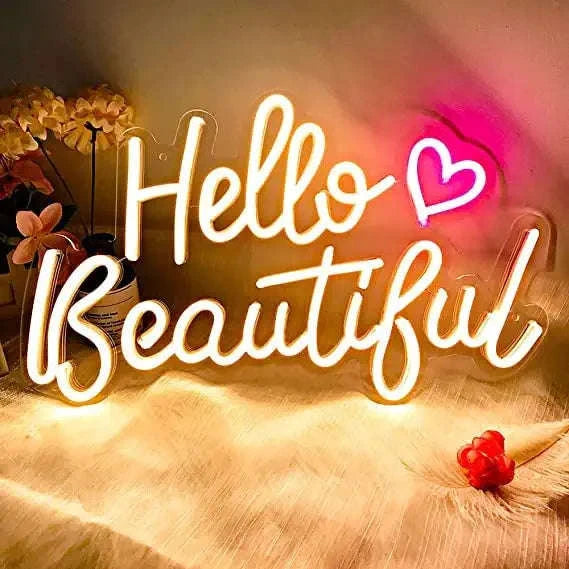 Hello Beautiful (16 X 10) - Neonsignsindia