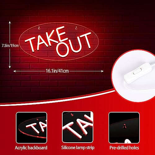 Take-Out Available Neon Sign,Take Out Neon Light for Restaurant Decorations,Restaurant Neon Sign for Bar,Store,Bedroom,birthday,Christmas Gift,Size16.1 * 7.5inches(JTLD020) Neonsignsindia