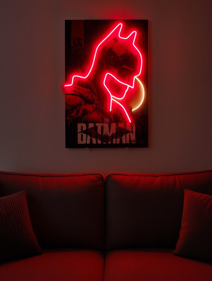 Batman Neon Wall Sign – Red LED Acrylic Décor Neonsignsindia