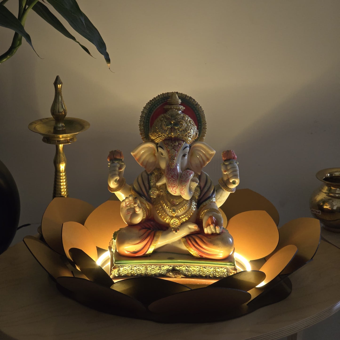 Lotus LED Decor Base for Idols & Festive Setup (Ganesh Chaturthi, Diwali, or home mandirs)