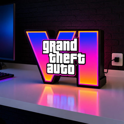 GTA 6 LED Neon Desk Lamp – Grand Theft Auto Fan Night Light (12*10 inches)