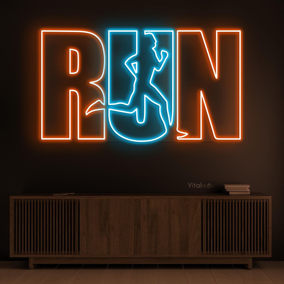 RUN Neon Sign gym – Runner Motivation LED Wall Light (3x2 feet)