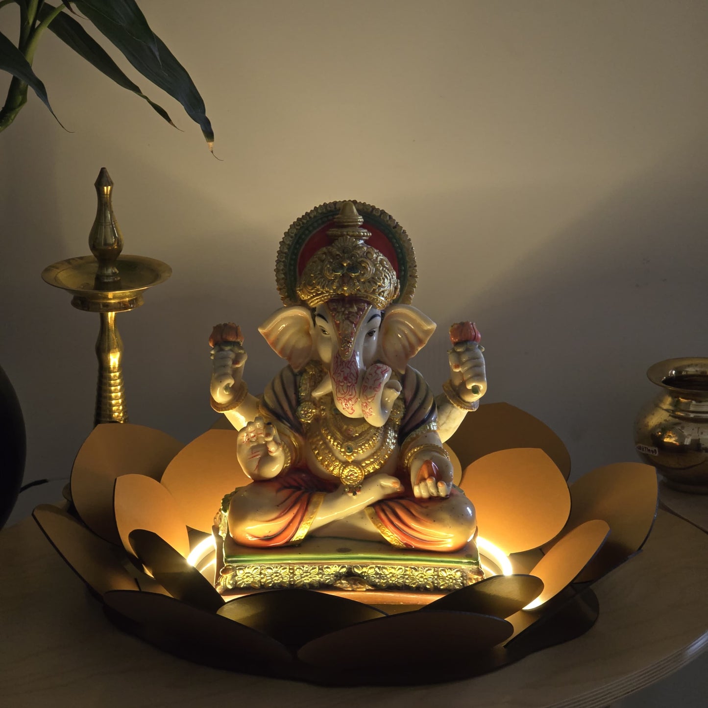 Lotus LED Decor Base for Idols & Festive Setup (Ganesh Chaturthi, Diwali, or home mandirs)