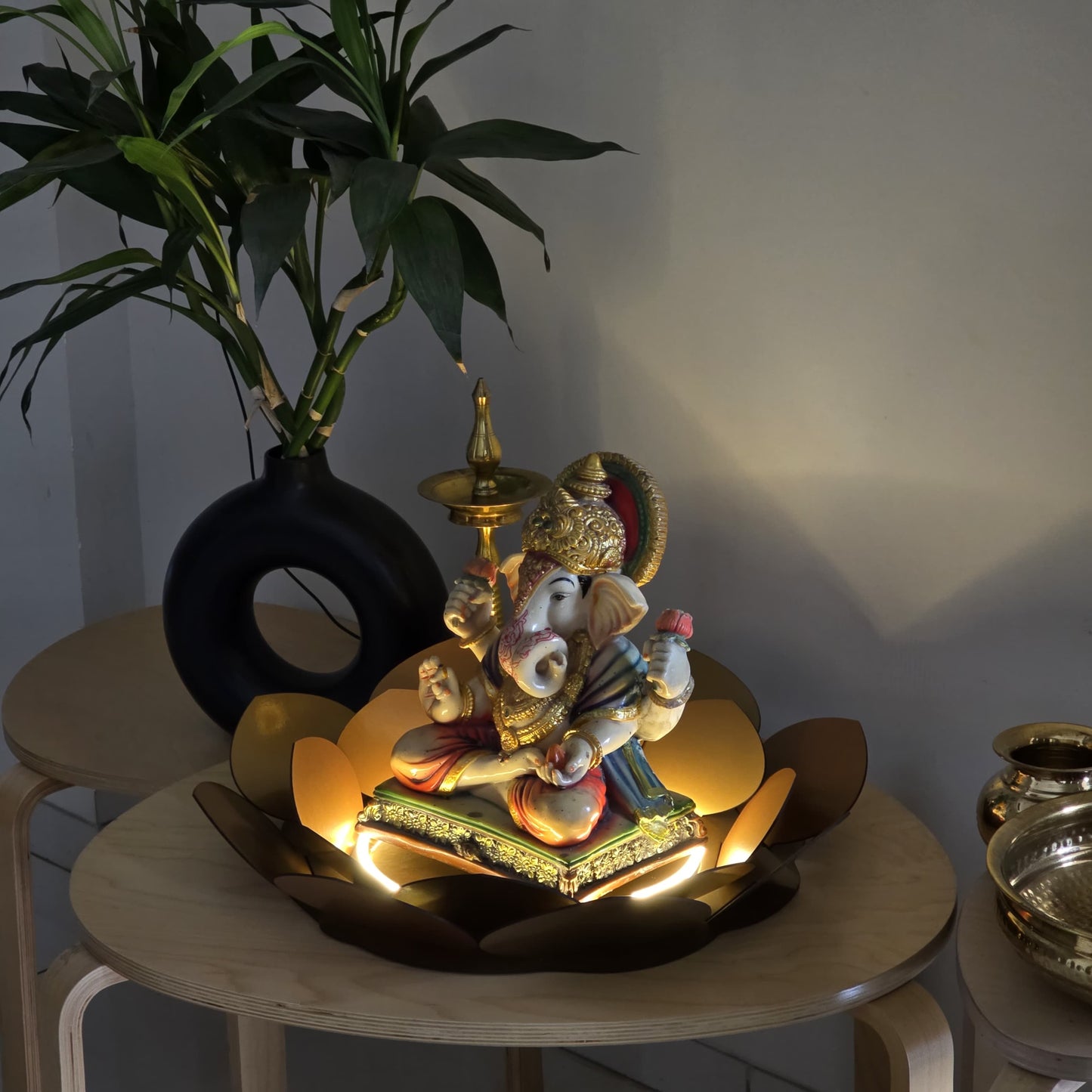Lotus LED Decor Base for Idols & Festive Setup (Ganesh Chaturthi, Diwali, or home mandirs)