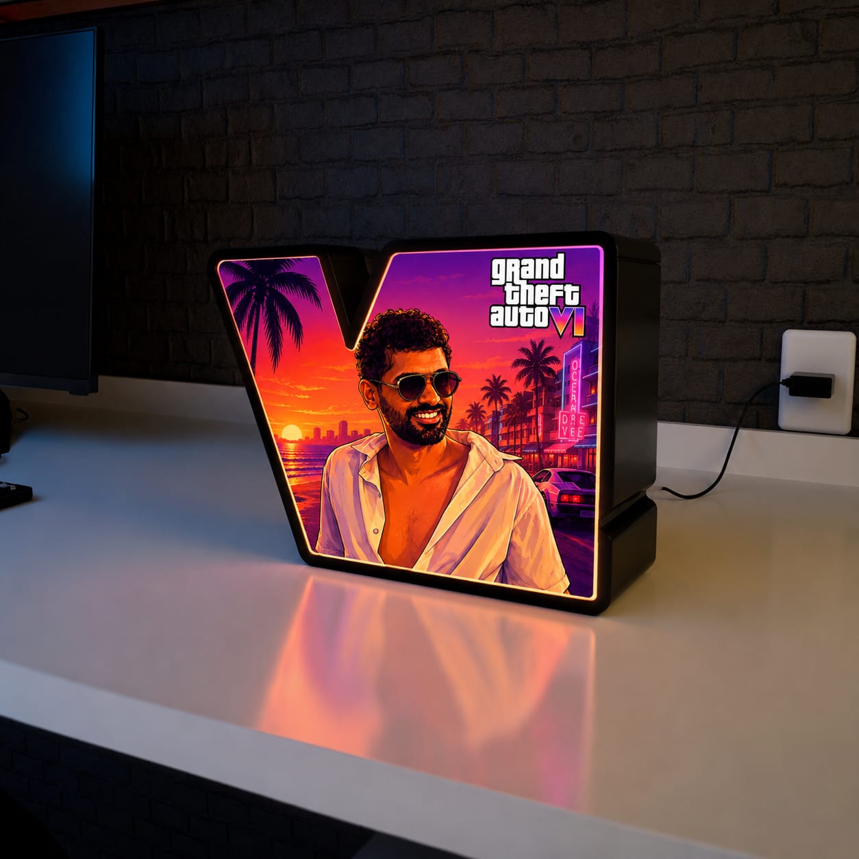 GTA 6 LED Neon Desk Lamp – Grand Theft Auto Fan Night Light (12*10 inches)