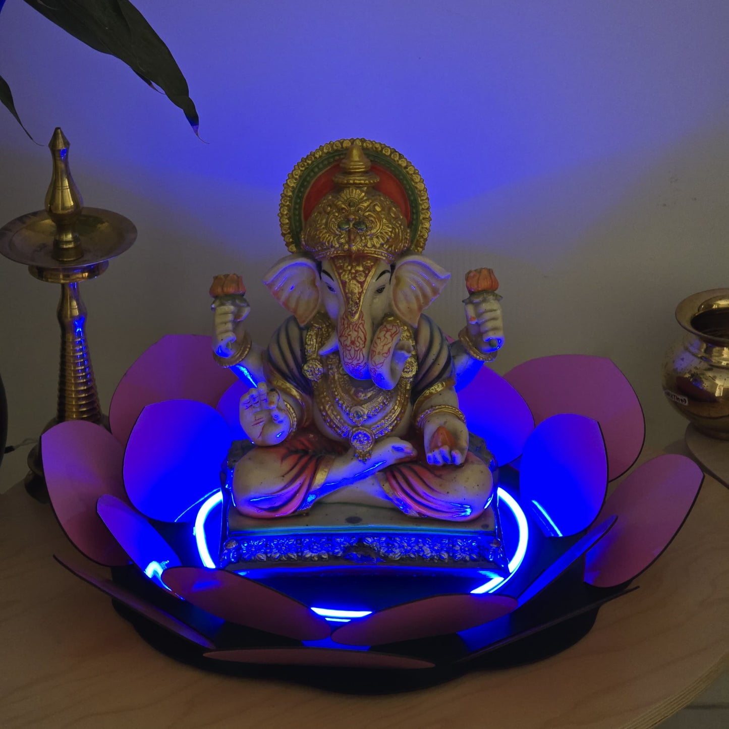 Lotus LED Decor Base for Idols & Festive Setup (Ganesh Chaturthi, Diwali, or home mandirs)