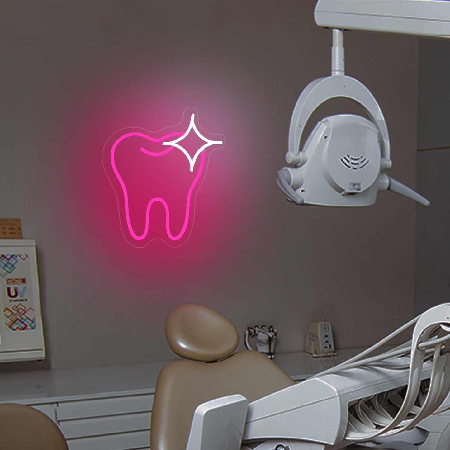 Neon Sign Pink Tooth (12*13 inches)