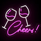 Cheers With Wine Glass Neon Sign Bar (14*17 inches)