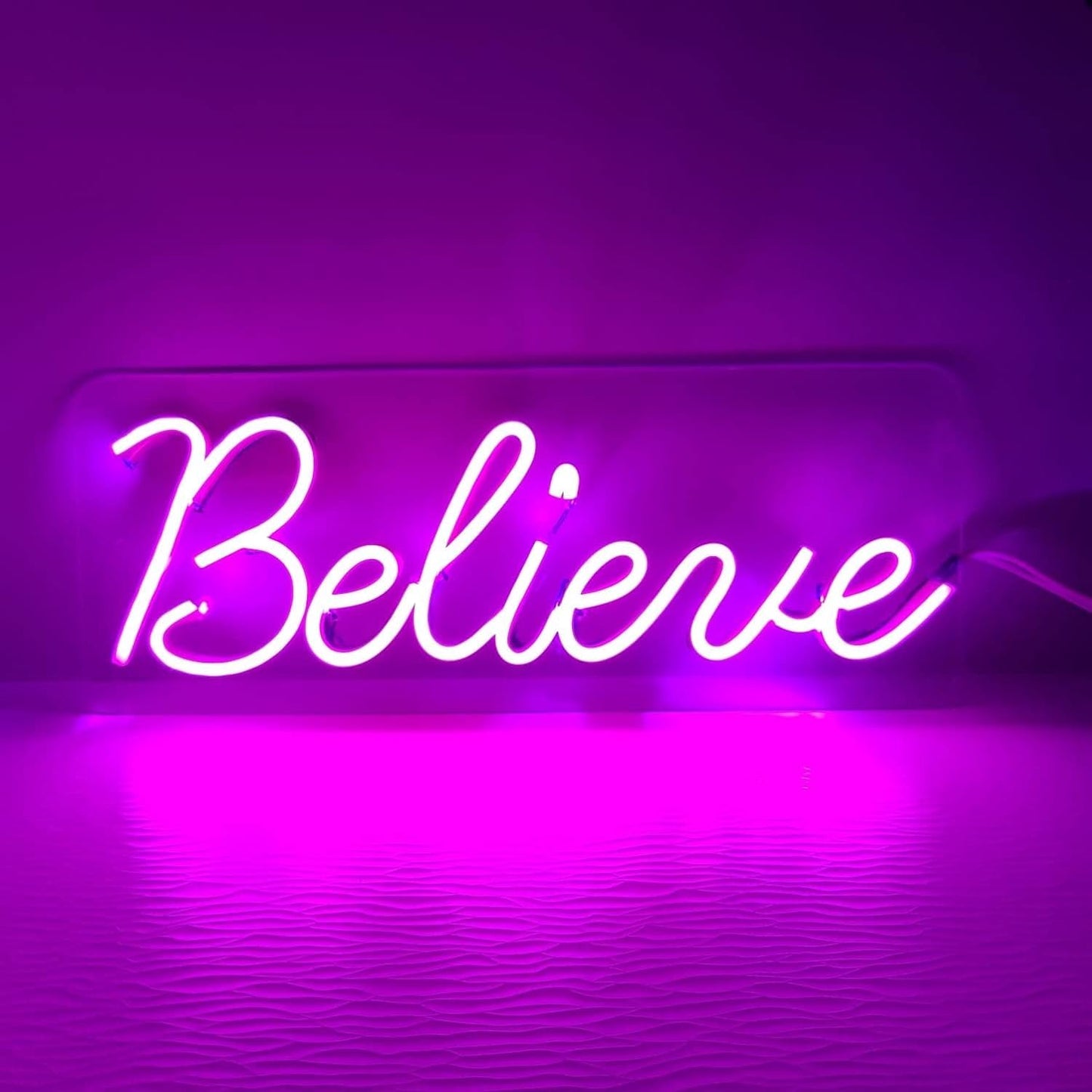 NEON SIGNS INDIA Believe Neon Sign (6x12 inches) (Purple)