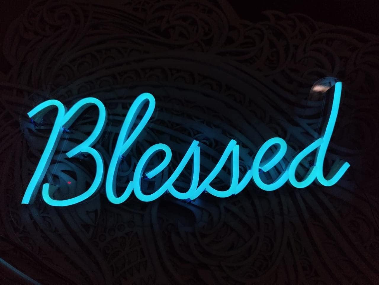 Blessed (5 * 12 inches) Neon Light (Ice Blue)