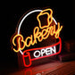 Bakery Open Neon Sign (14x14 Inches)