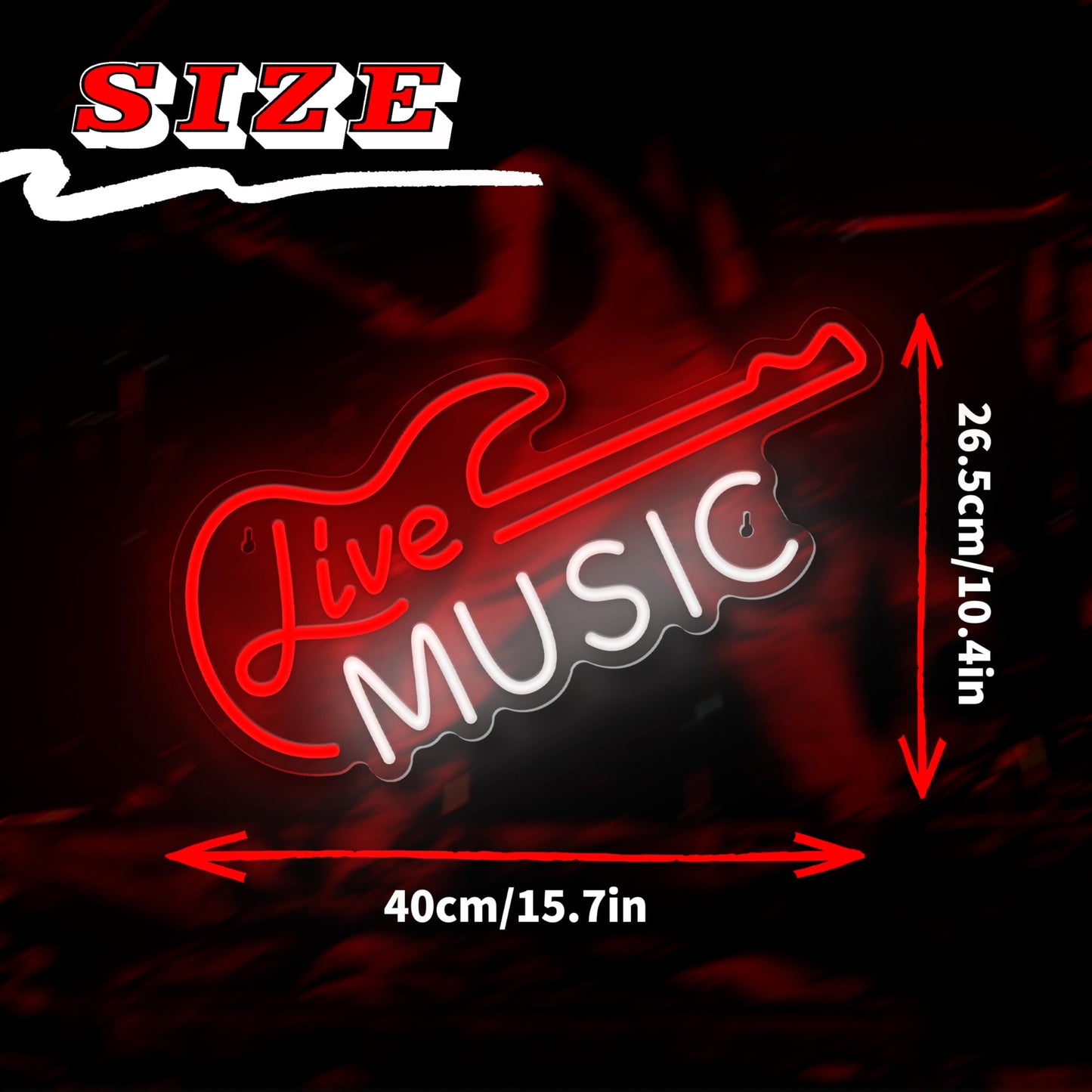 Live Music Neon Sign (10x16 inches)