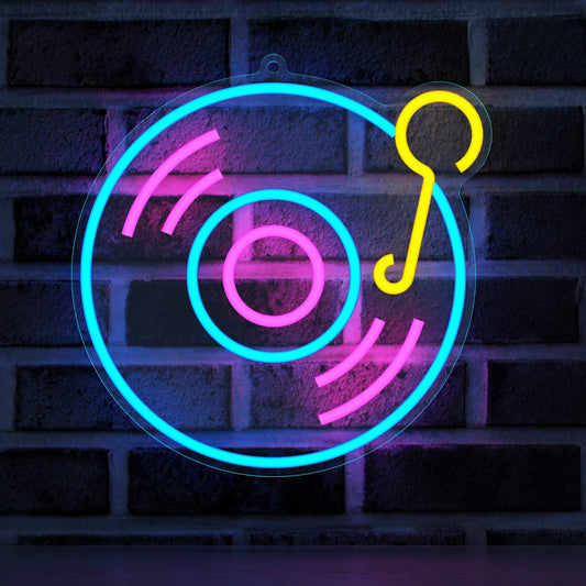 Music Record Neon Sign (12x12 inches)