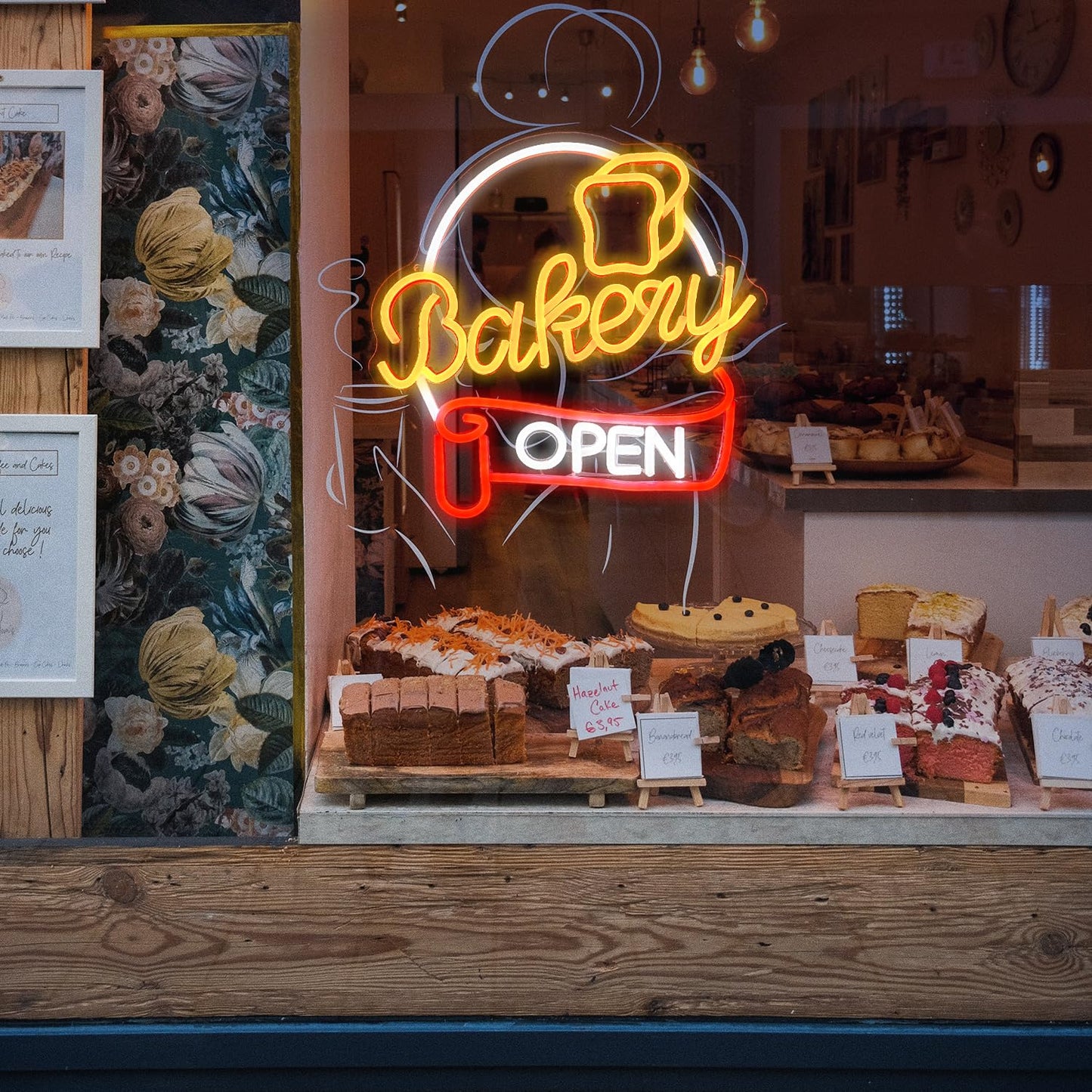 Bakery Open Neon Sign (14x14 Inches)