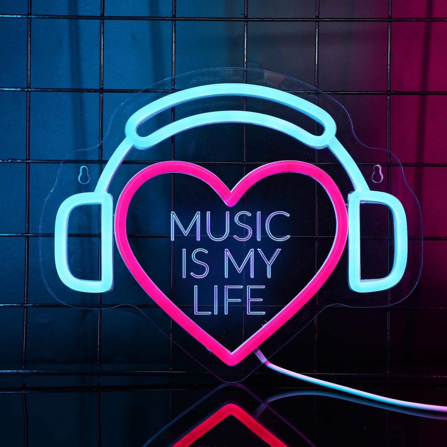 Headset Neon Sign (MUSIC IS MY LIFE) (8x10 inches)