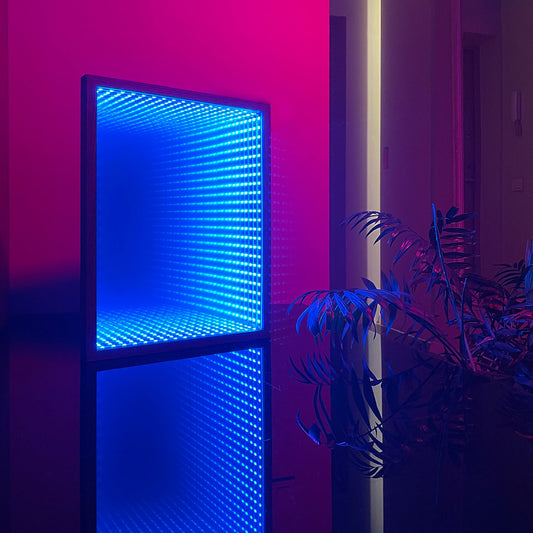 LED Infinity Mirror, 3D Tunnel Mirror, Light Portal, Infinity Light, Gaming Lamp, Wall Hanging 18x18 inches
