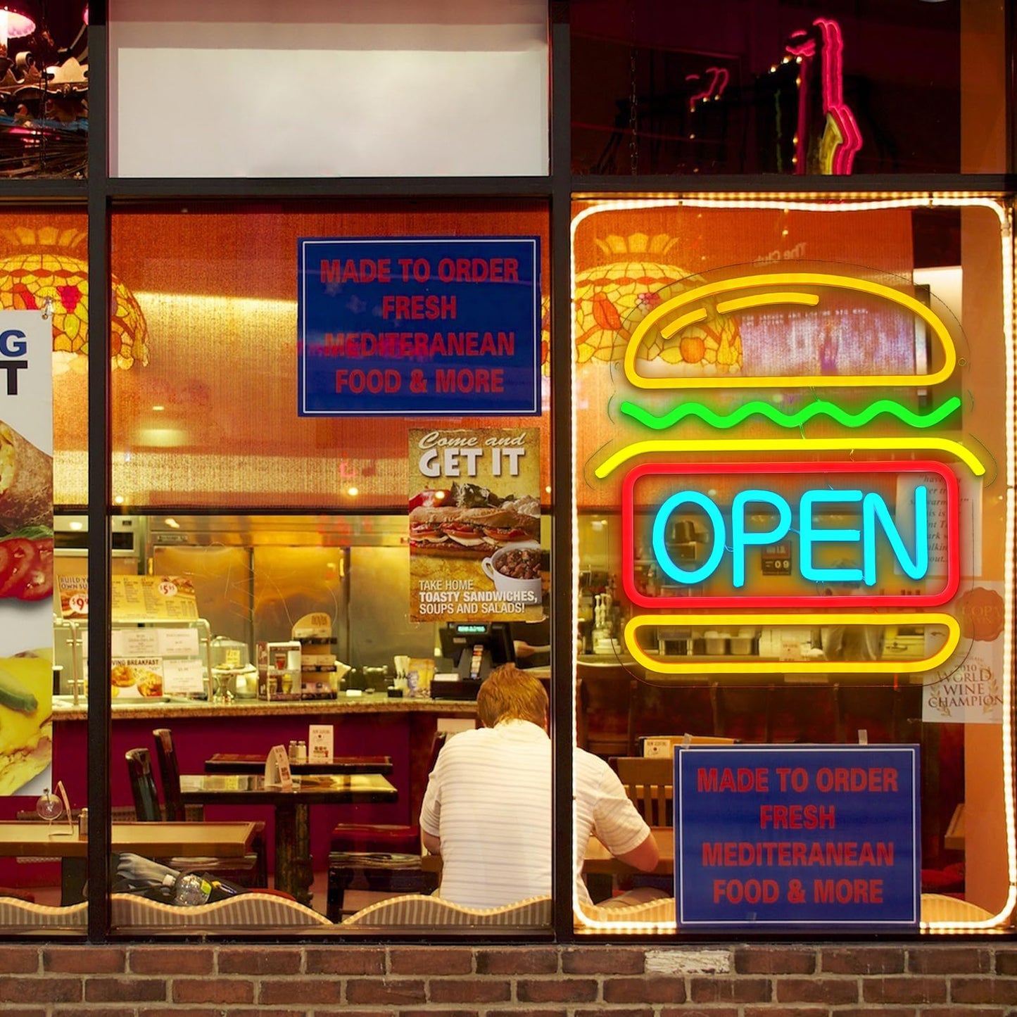 Burger Open Neon (12x13 inches)