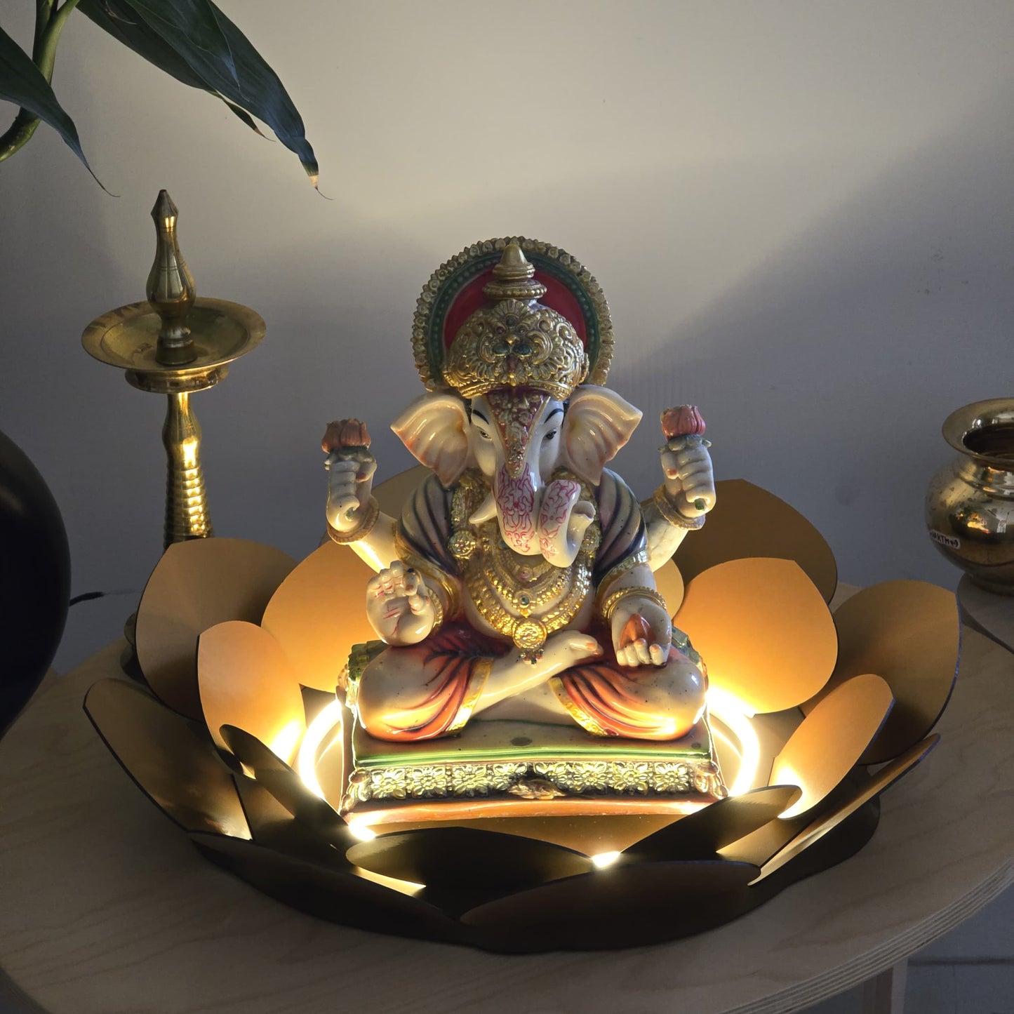 Lotus LED Decor Base for Idols & Festive Setup (Ganesh Chaturthi, Diwali, or home mandirs)