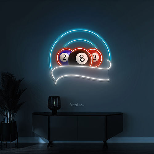 Billiards Pool 3-Ball LED Neon Sign – Game Room Wall Art for Bar & Man Cave - LED Neon Sign