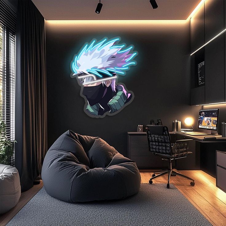Masked Anime Ninja Neon Wall Art – LED Neon Sign for Game Room & Bedroom Decor