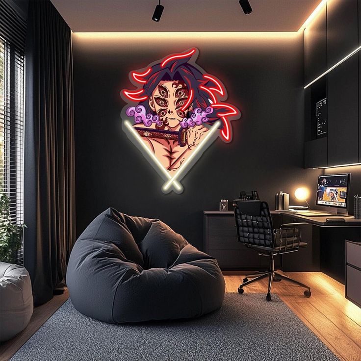 Demon Warrior Anime Neon Wall Art – Plexiglass LED Neon Sign for Game Room & Bedroom Decor