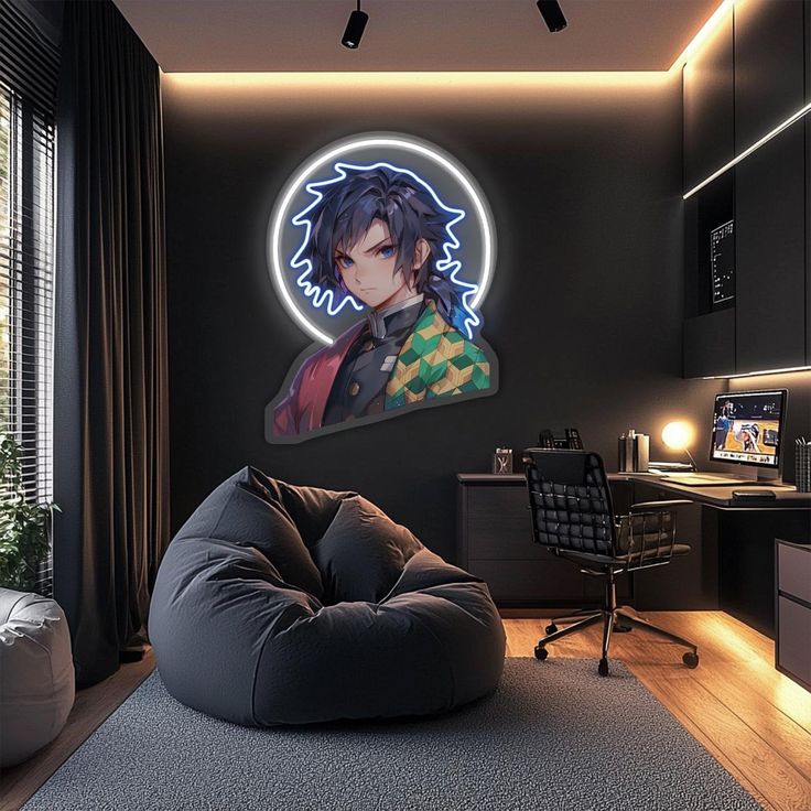 Anime Warrior Neon Wall Light – LED Plexiglass Neon Art for Bedroom & Game Room