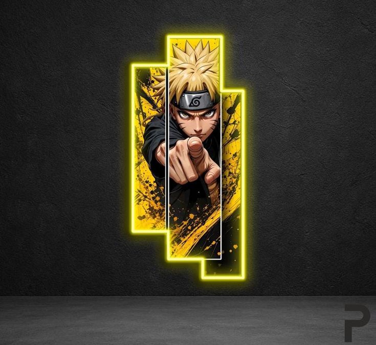 Naruto Yellow Neon Anime Wall Art – LED Ninja Game Room Decor | Neon Signs India — Image 2