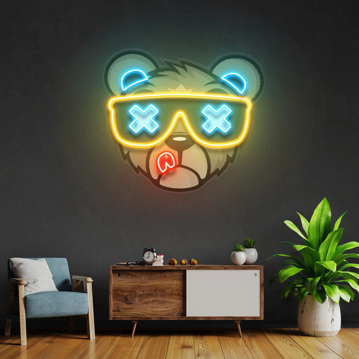Cool Bear with Sunglasses Pop Art LED Neon Sign
