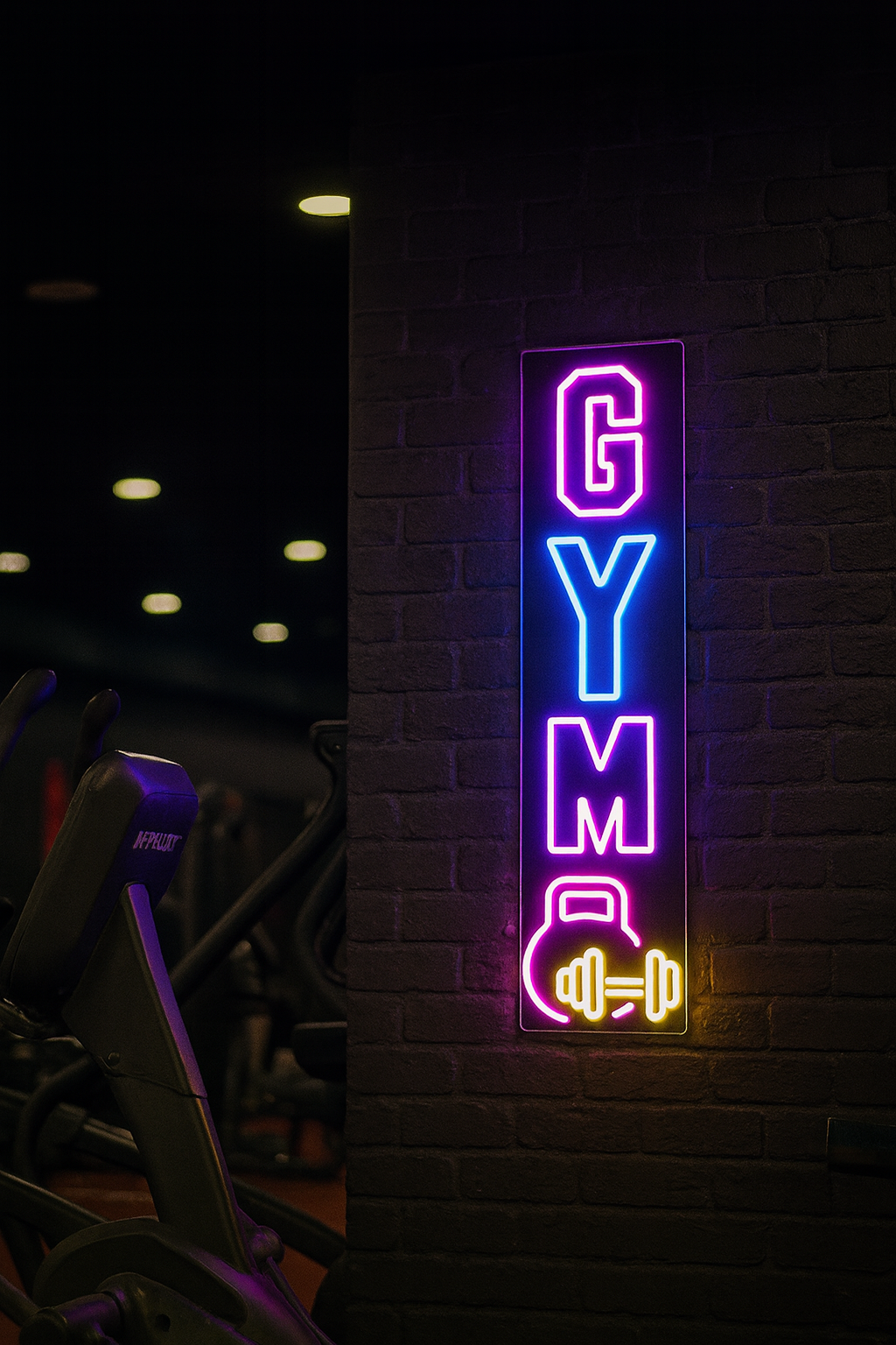 Vertical Neon GYM Sign – LED Wall Light for Fitness Studios & Home Gym