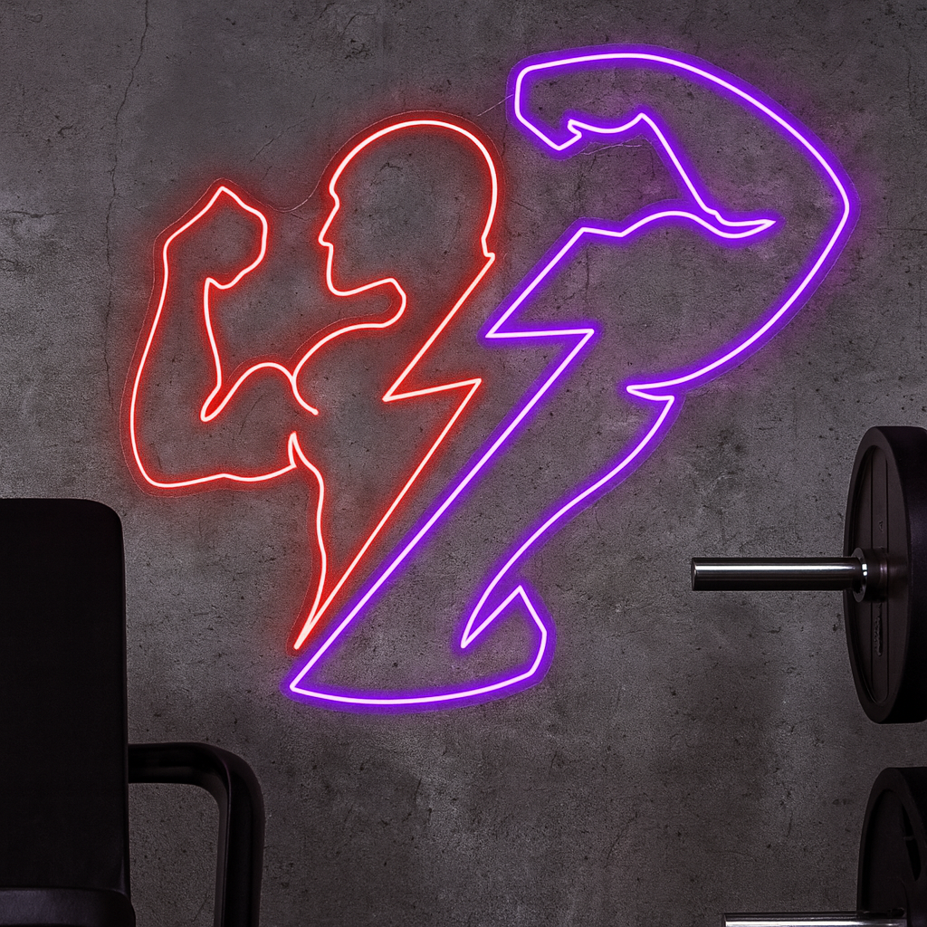 Power Builder Flex Neon Sign – LED fitness Gym Wall Light