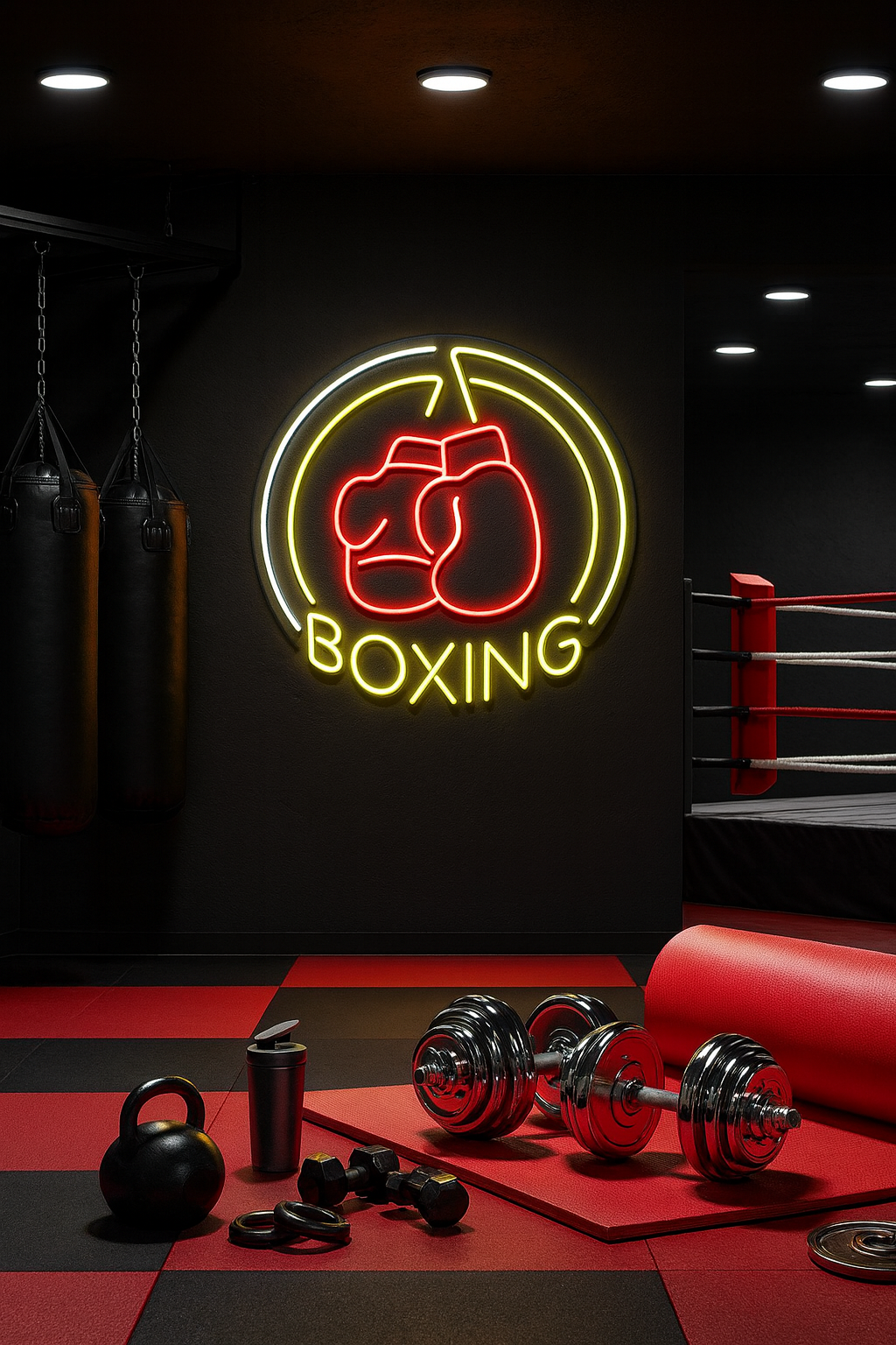 BOXING GLOVES Neon Sign – LED Wall Light for Gym, Fitness Studio & Home Workout Decor