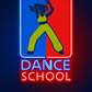Dance School Split-Frame Neon Wall gym Sign | Blue & Red LED Decor