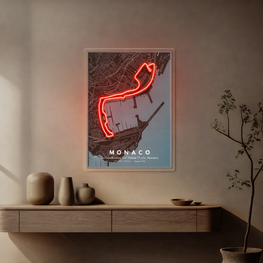 Monaco Grand Prix F1 Circuit Map – Red LED Neon Wall Art