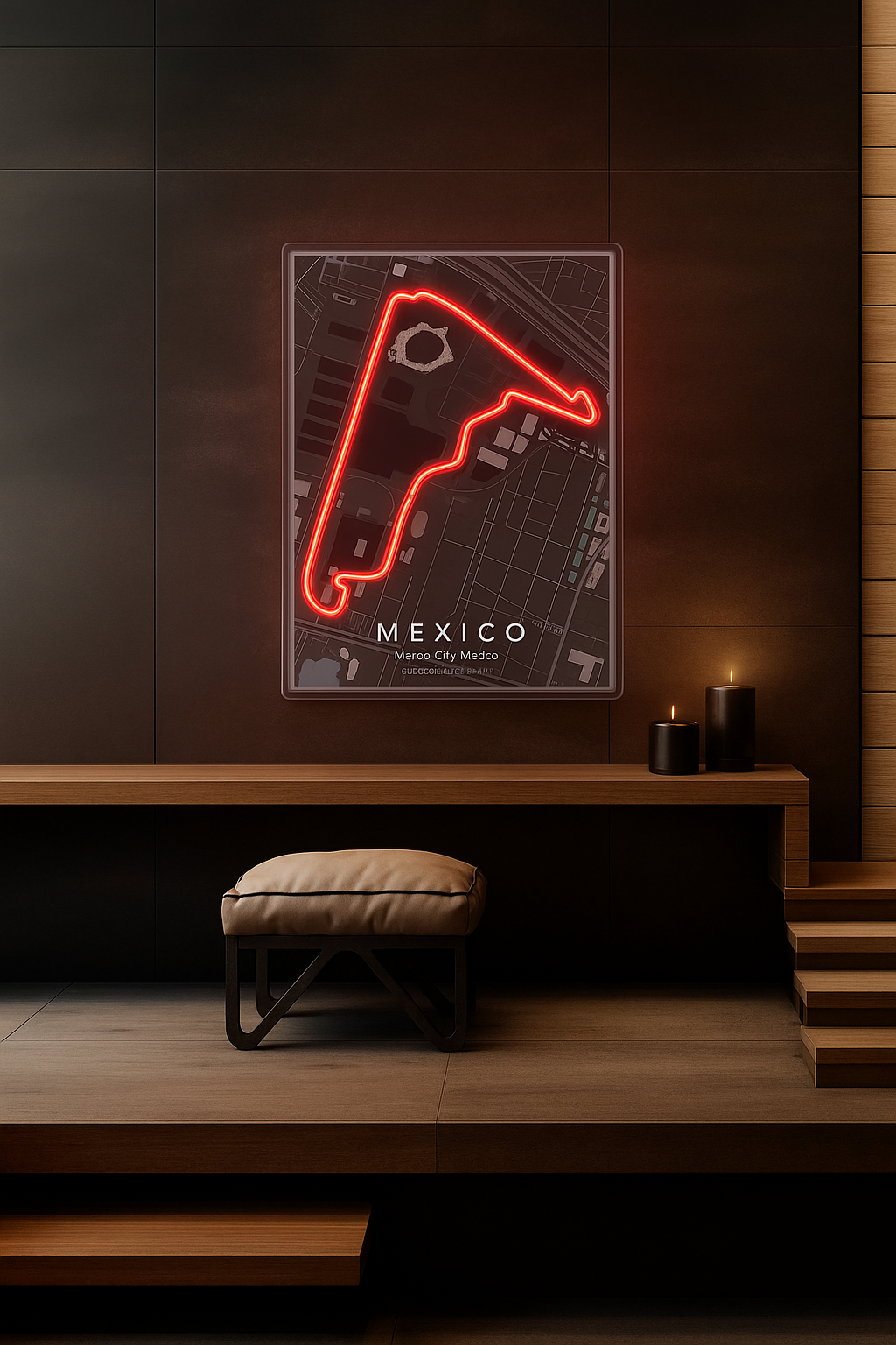 Mexico City Grand Prix F1 Circuit Map – LED Neon Wall Art