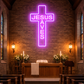 Jesus Saves Neon Cross Light – Purple LED Neon Sign for Church, Prayer Hall & Christian Wall Décor