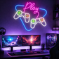 🎮 Play Game Neon Sign – Gamer LED Wall Light with Controllers