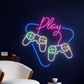 🎮 Play Game Neon Sign – Gamer LED Wall Light with Controllers